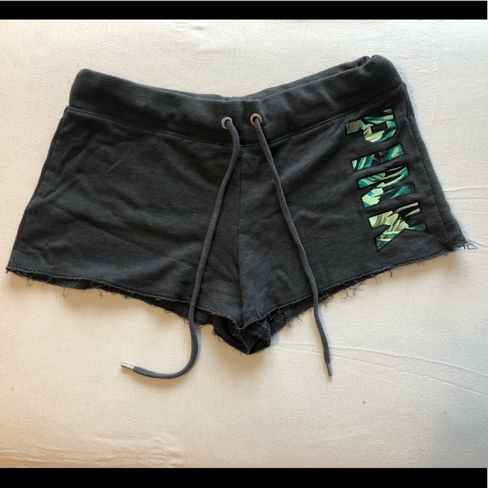 PINK gray sleep shorts with tropic logo left side